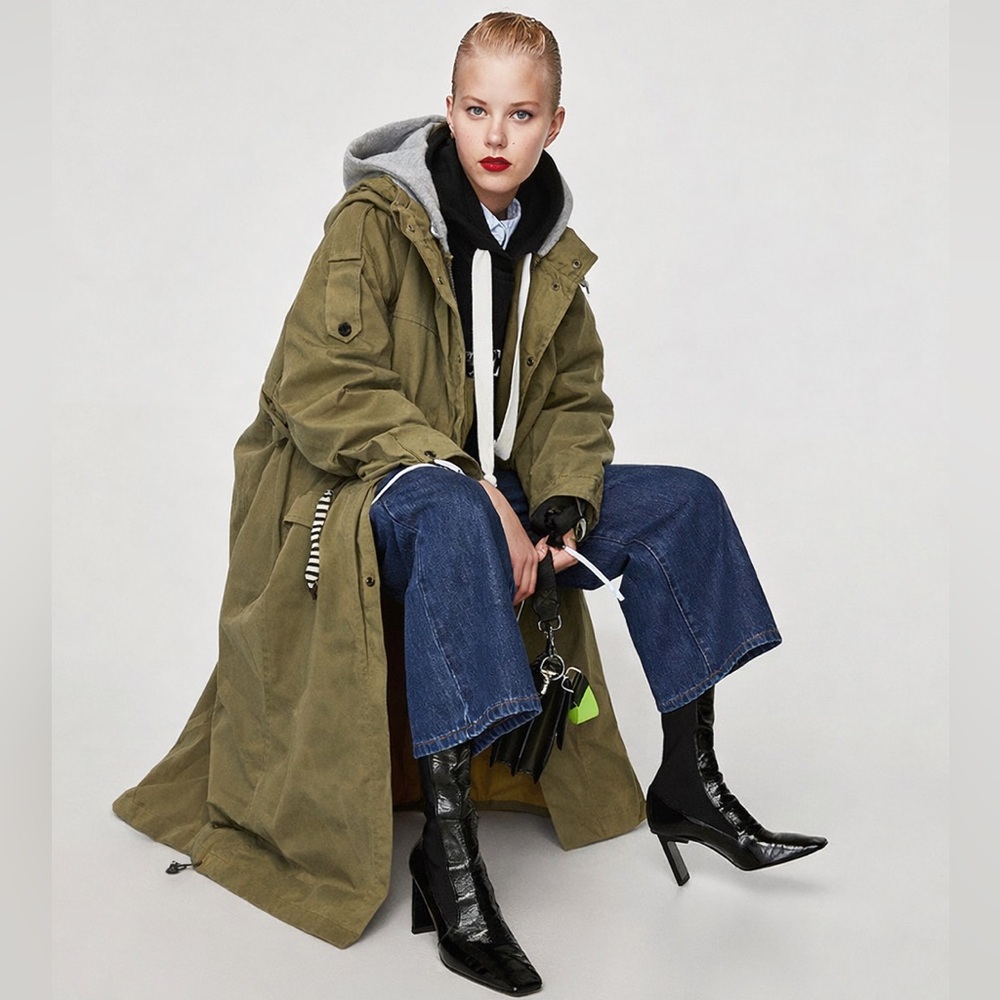 Zara Hooded Trench Coat-Hooded Jacket